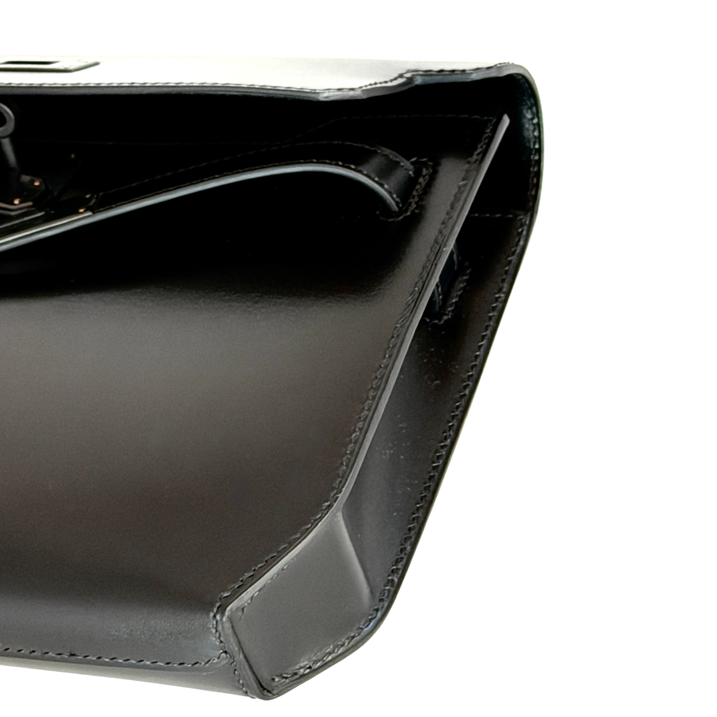 Hermès Kelly Depeches 25 Pouch Black Box Calfskin Black Monochrome PVD (Limited Edition)