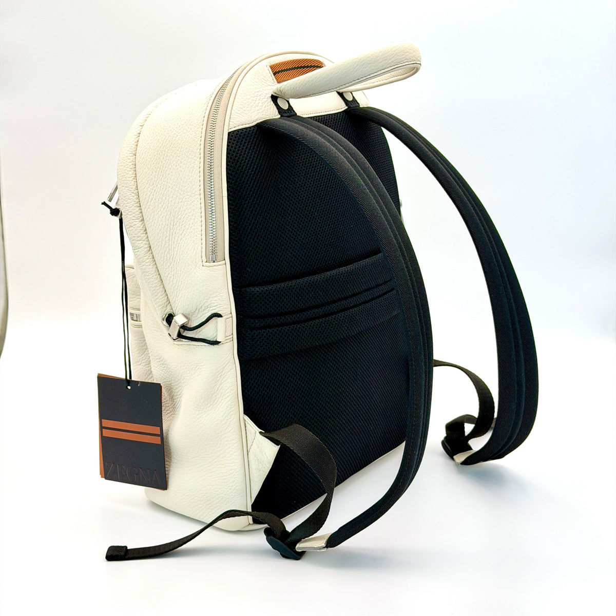 ZEGNA Deerskin Hoodie Backpack – Off White – Made in Italy