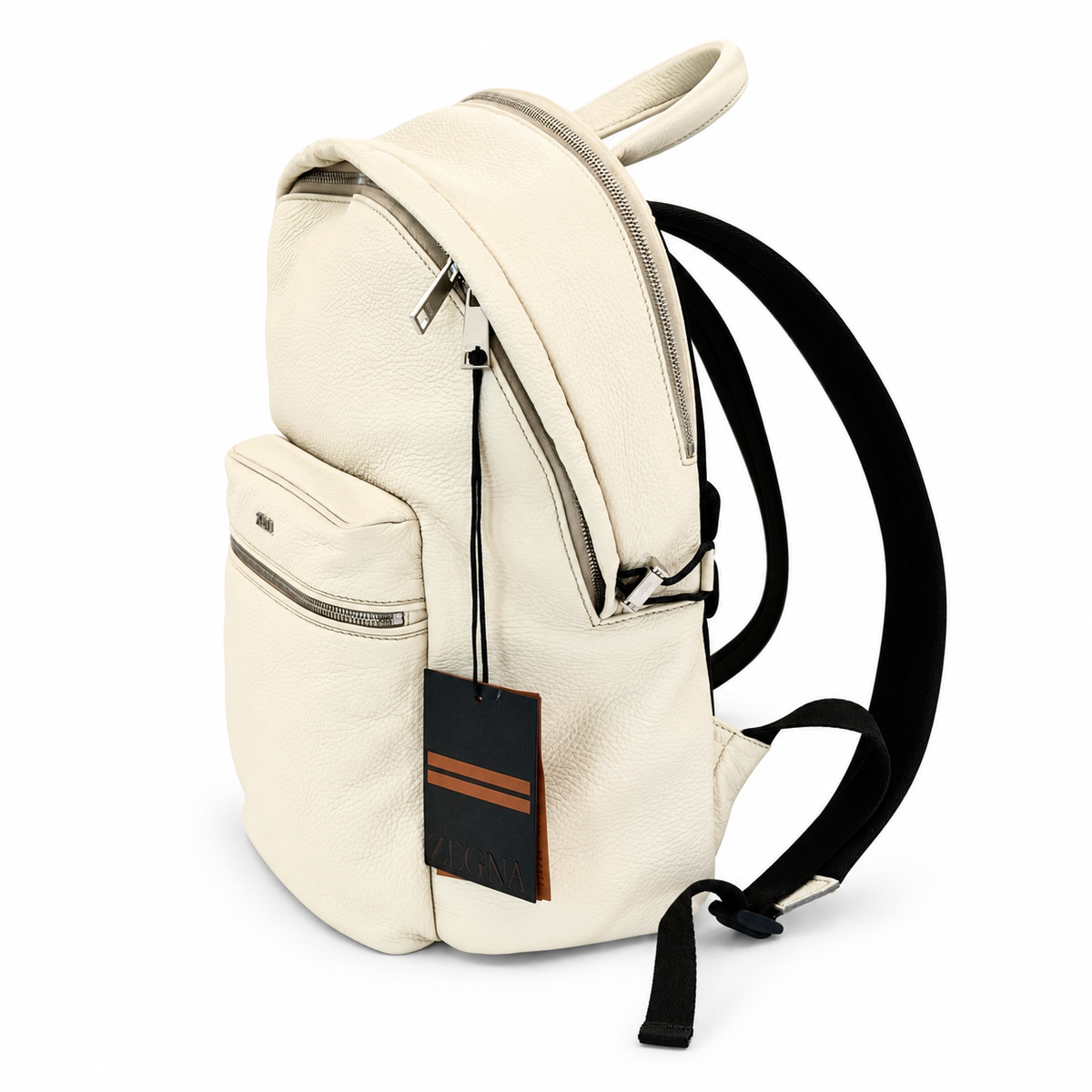 ZEGNA Deerskin Hoodie Backpack – Off White – Made in Italy