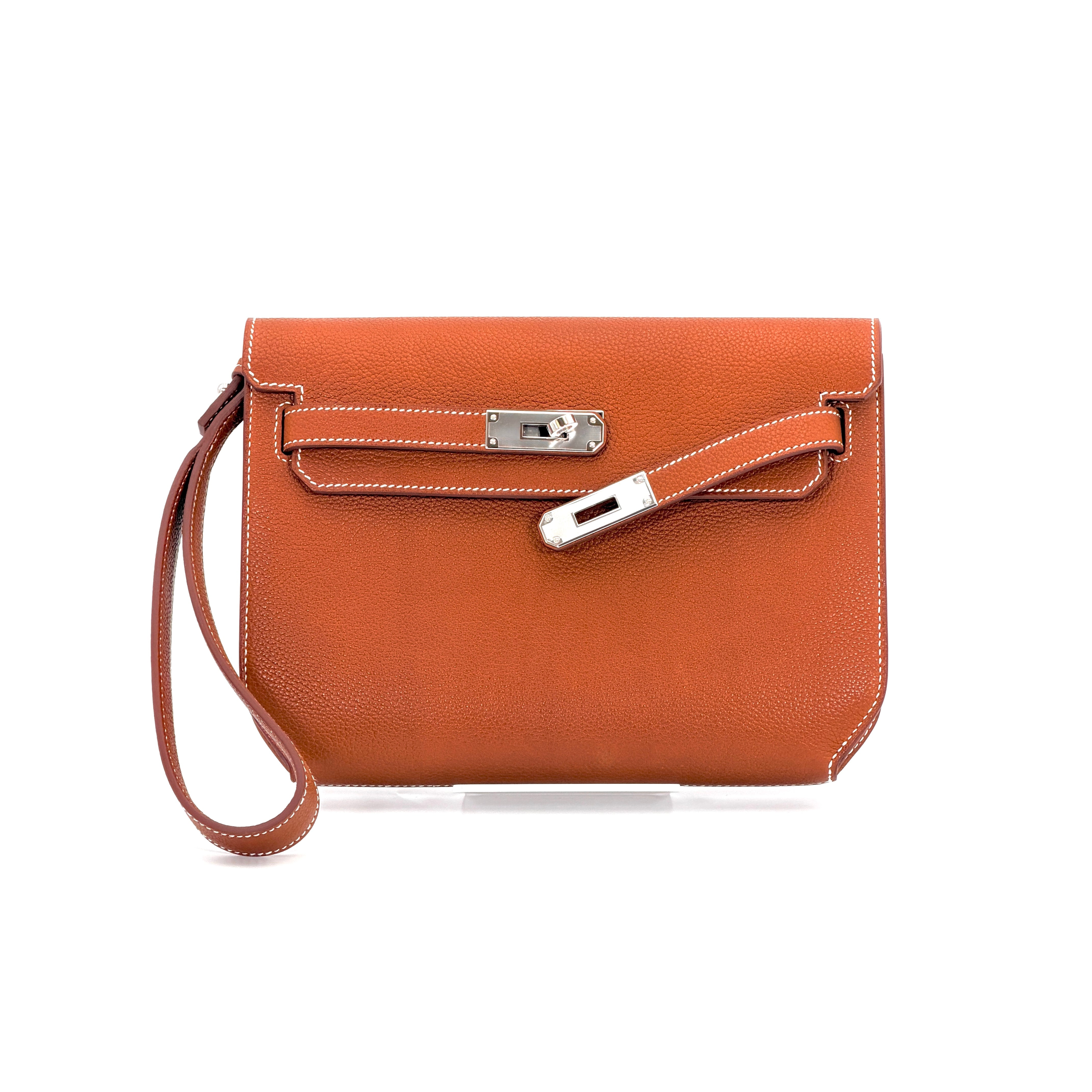 Hermès Kelly Depeches 25 Pouch Barenia Fauve PHW